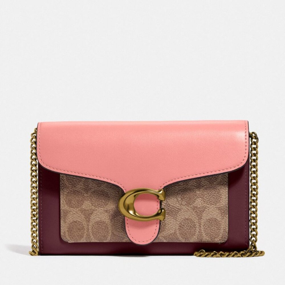 NEW Coach Colorblock Signature Canvas Tabby Chain Clutch Size Small